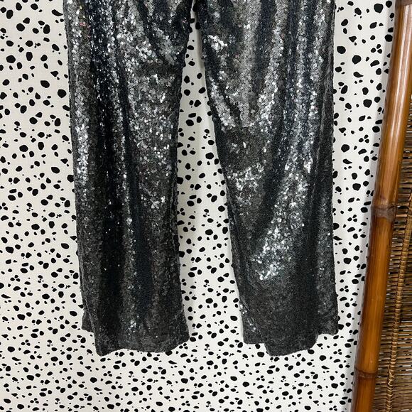 Eloquii | Sequin Gunmetal Silver Plus Size Pull On Sparkle Wide Leg Pants 16 1X - Picture 8 of 10
